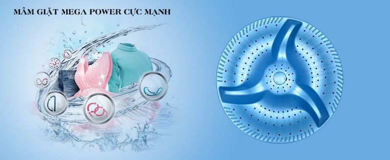 Mâm giặt Power Pulsator - Máy giặt Toshiba Inverter 10 kg AW-DUH1100GV