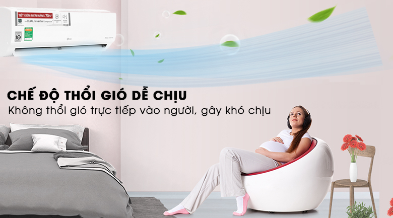 Chế độ thổi gi&oacute; dễ chịu - M&aacute;y lạnh LG Inverter 1 HP V10ENW