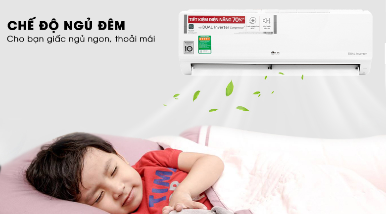 Chế độ ngủ đ&ecirc;m - M&aacute;y lạnh LG Inverter 1 HP V10ENW