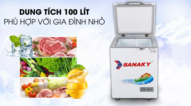 Tủ đ&ocirc;ng Sanaky 100 l&iacute;t VH-1599HYK - Dung t&iacute;ch