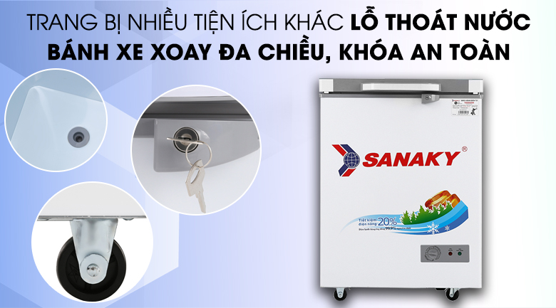 Tủ đ&ocirc;ng Sanaky 100 l&iacute;t VH-1599HYK - Tiện &iacute;ch